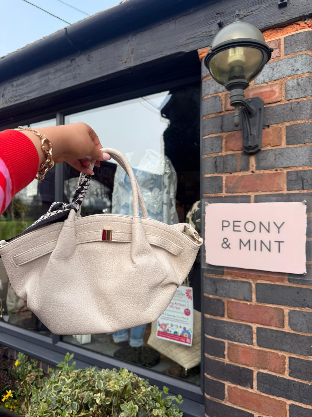 Winged Scarf Bag, Cream