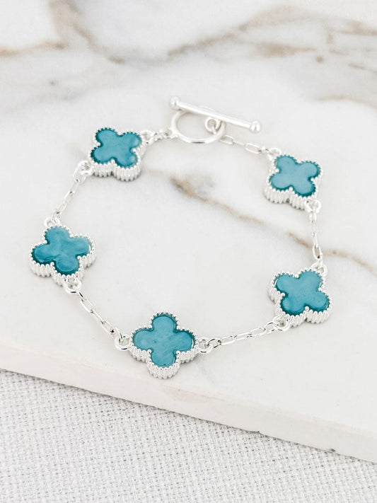 Envy Silver & Aqua Fleur Bracelet