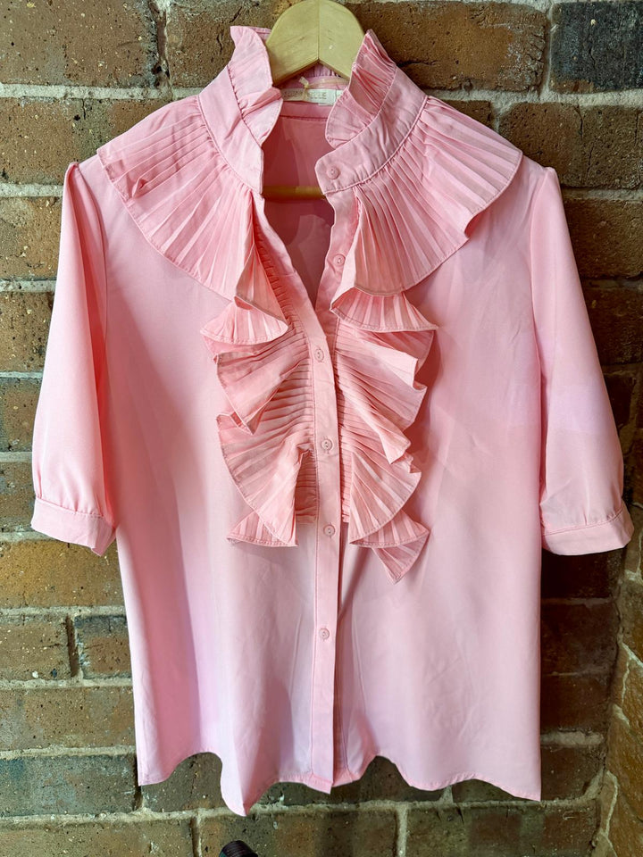 Short Sleeve Frill Blouse, Pink