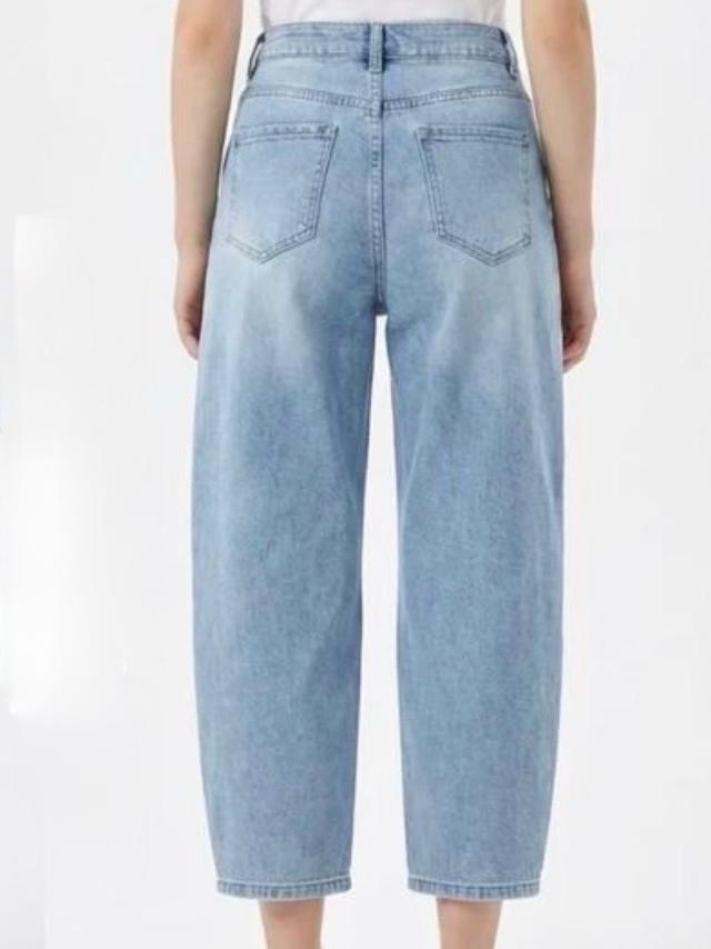 Light Wash Balloon Jeans 7/8