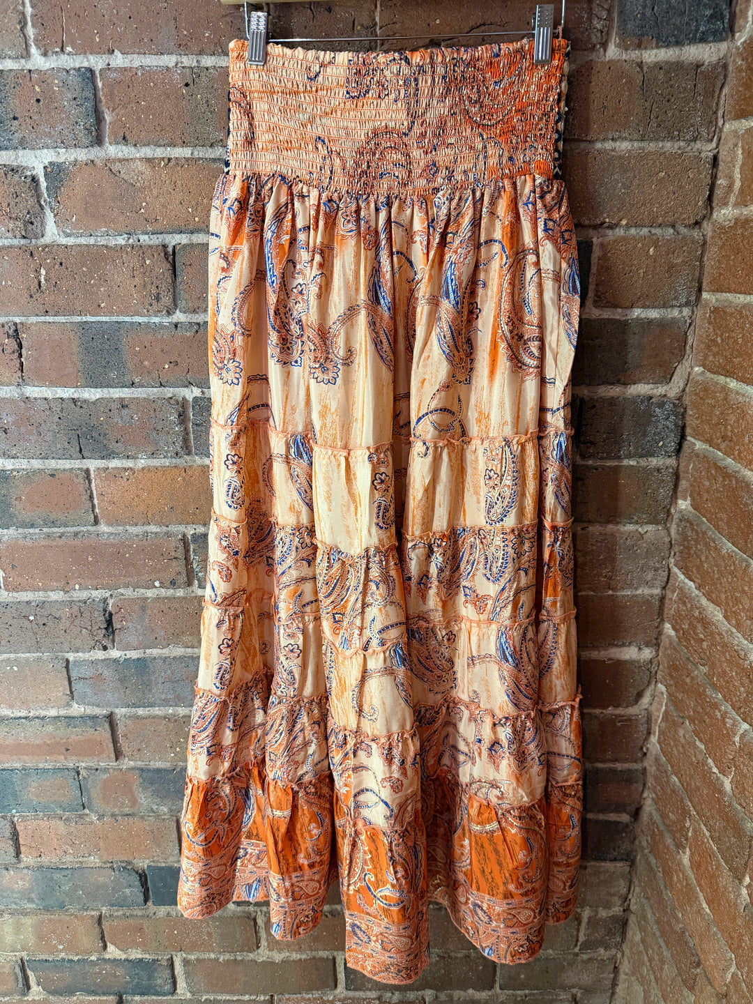 Orange Paisley Maxi Skirt