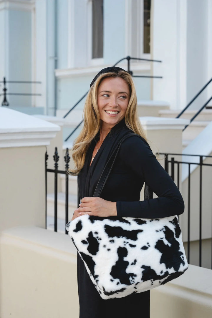 Black Cow Print Bag