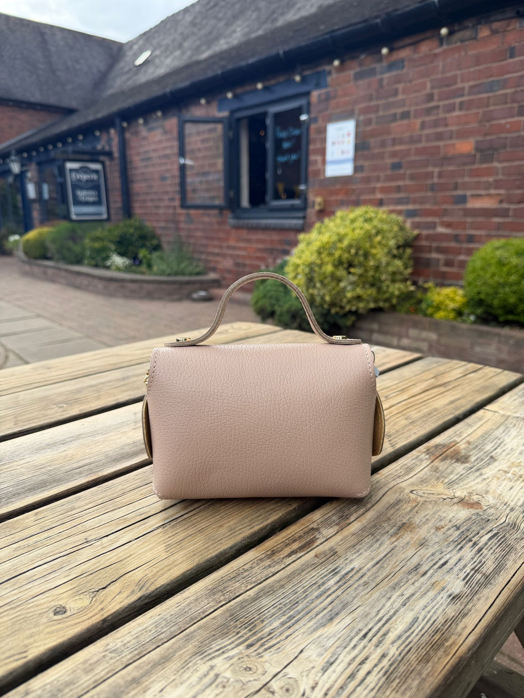 Real Leather Small Toggle Bag, Blush Pink