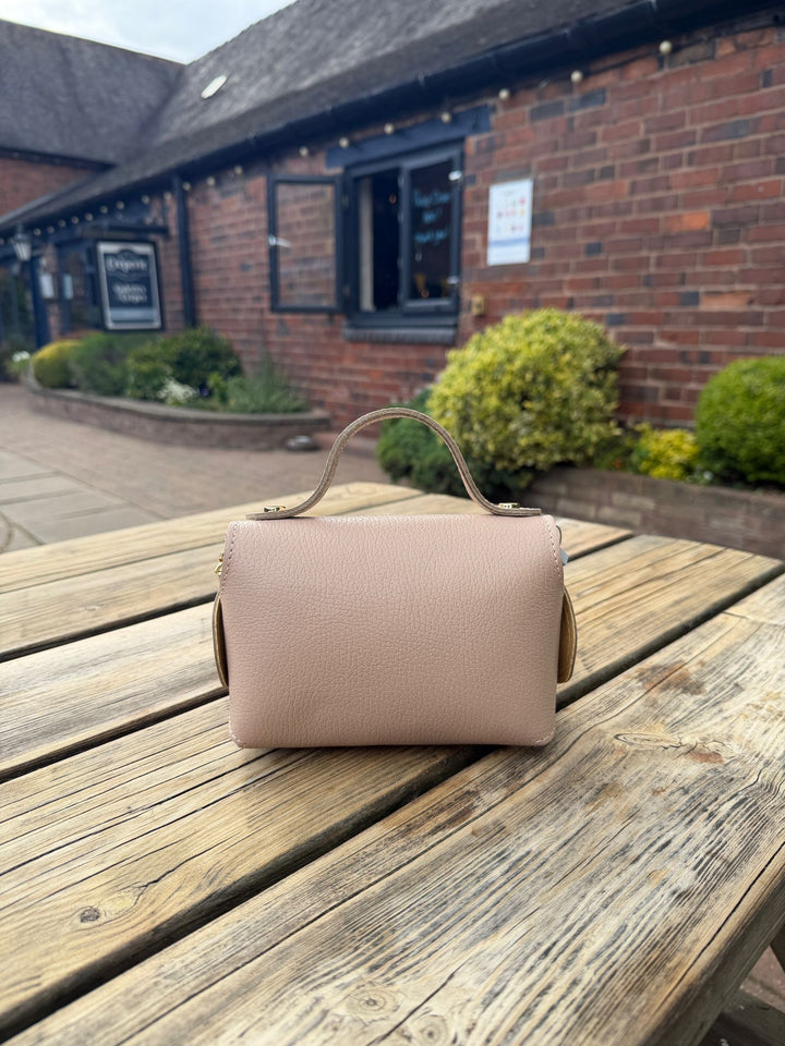 Real Leather Small Toggle Bag, Blush Pink