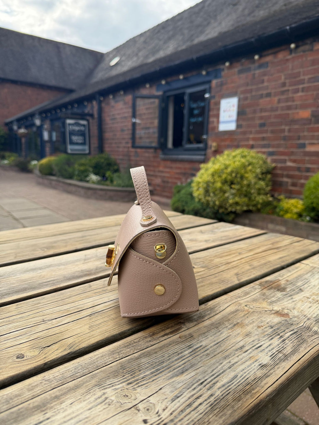 Real Leather Small Toggle Bag, Blush Pink