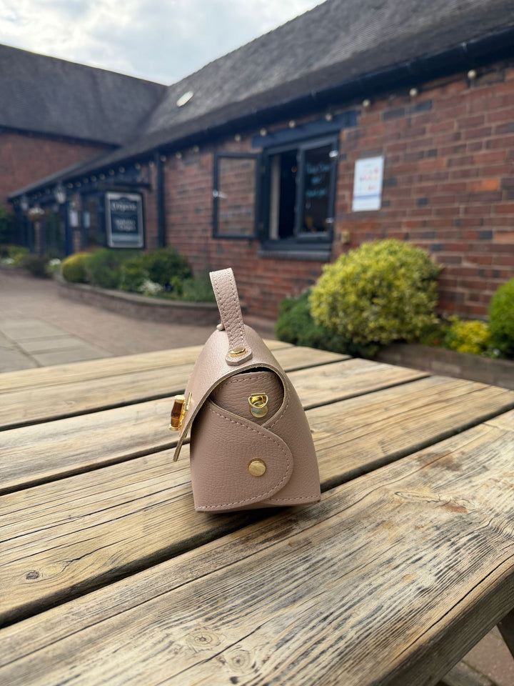 Real Leather Small Toggle Bag, Blush Pink