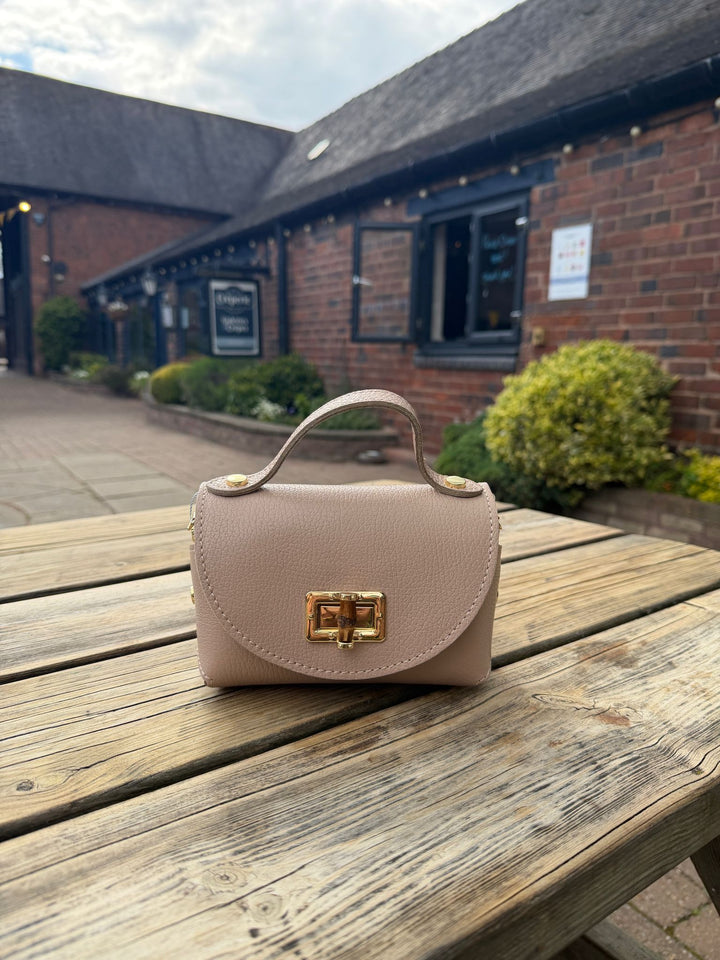 Real Leather Small Toggle Bag, Blush Pink