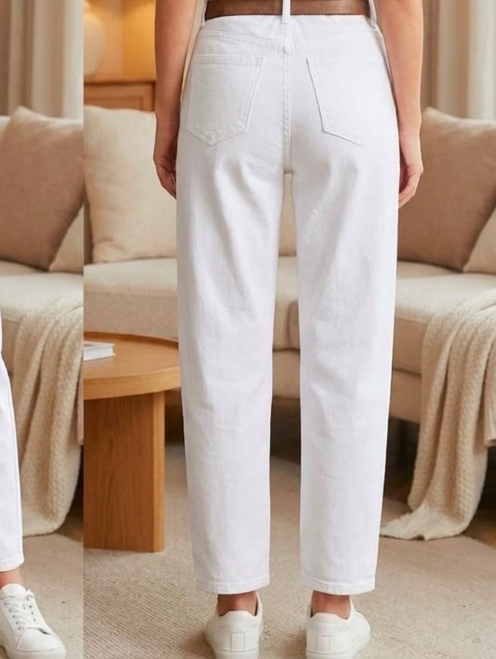 Barrel Leg Jeans, White