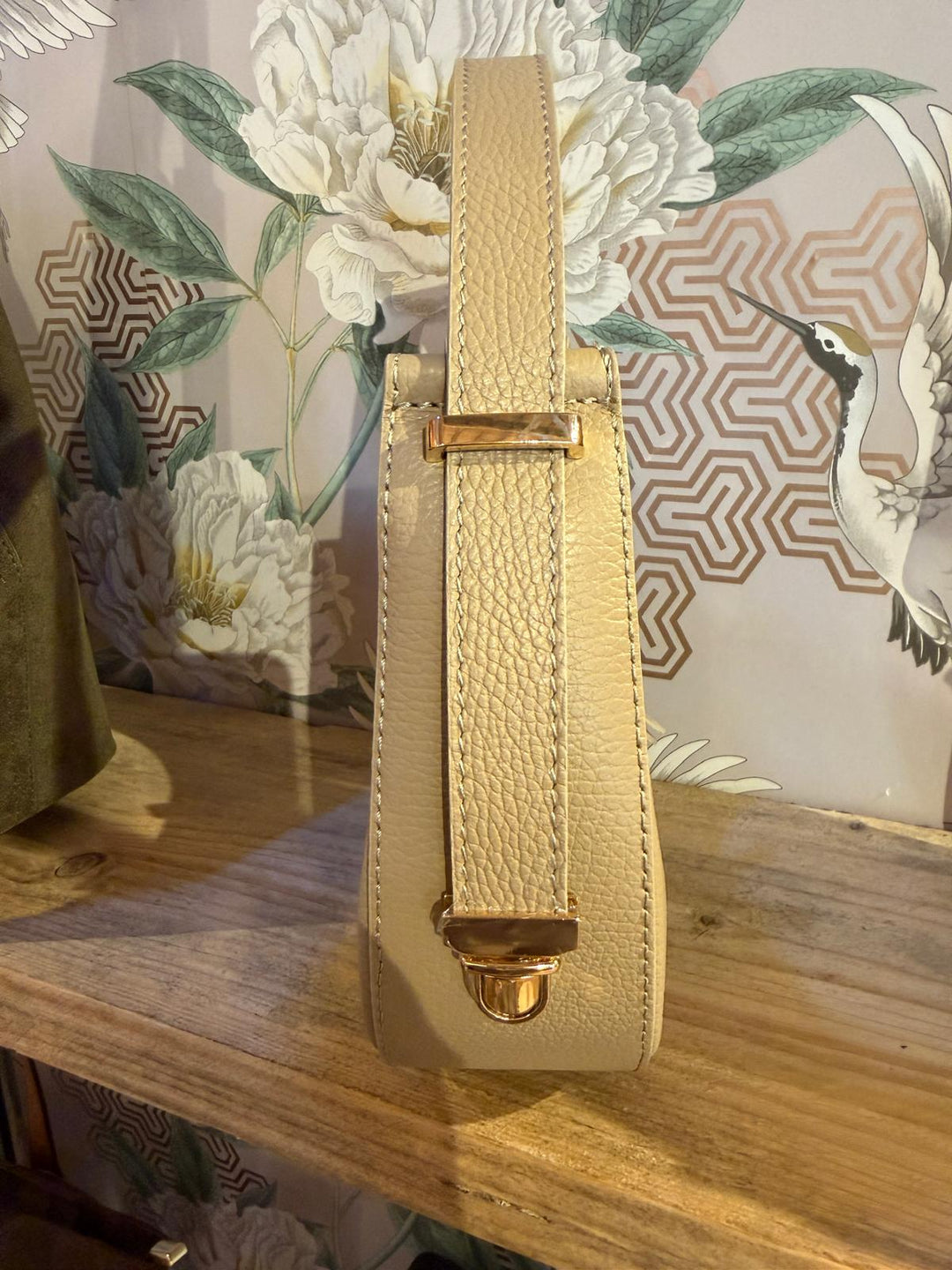 Croissant Leather Shoulder Bag, Taupe