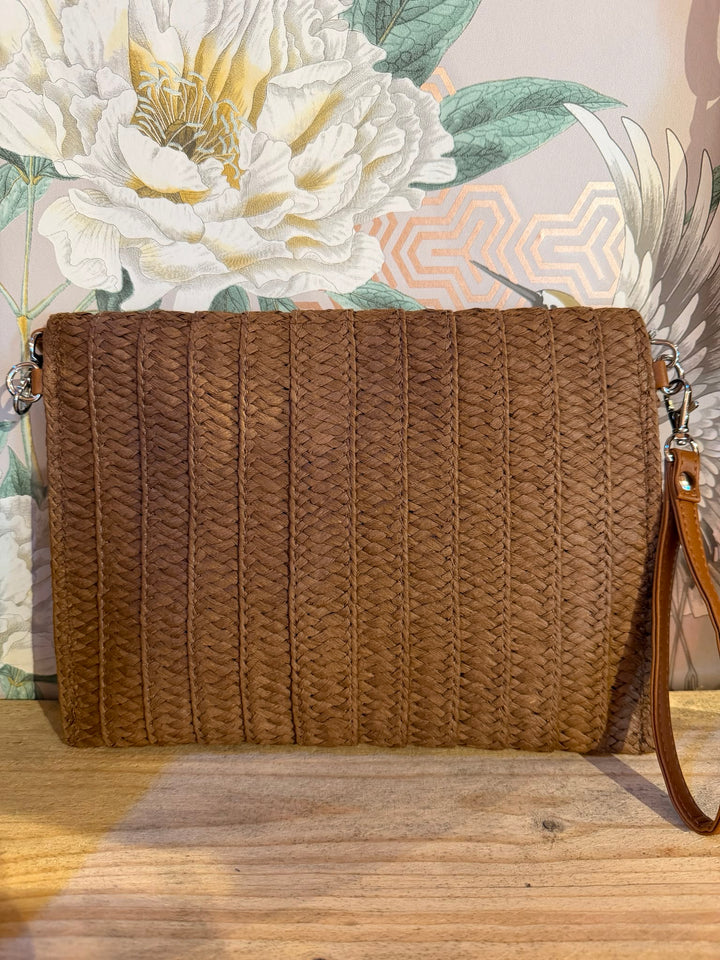 Straw Clutch, Chocolate