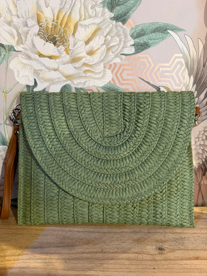 Straw Clutch, Khaki