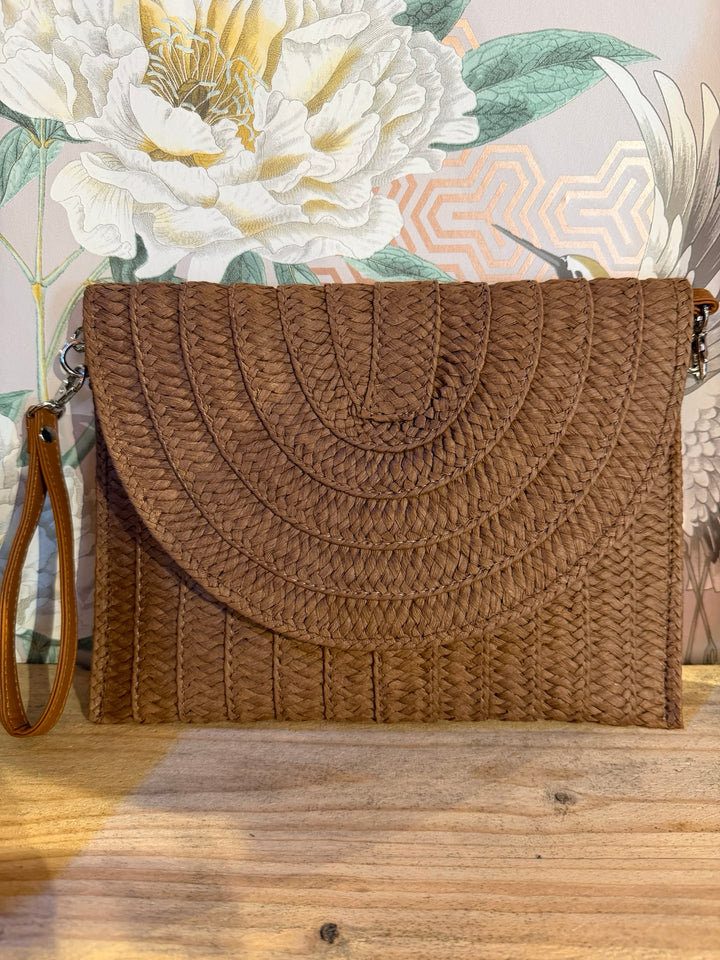 Straw Clutch, Chocolate