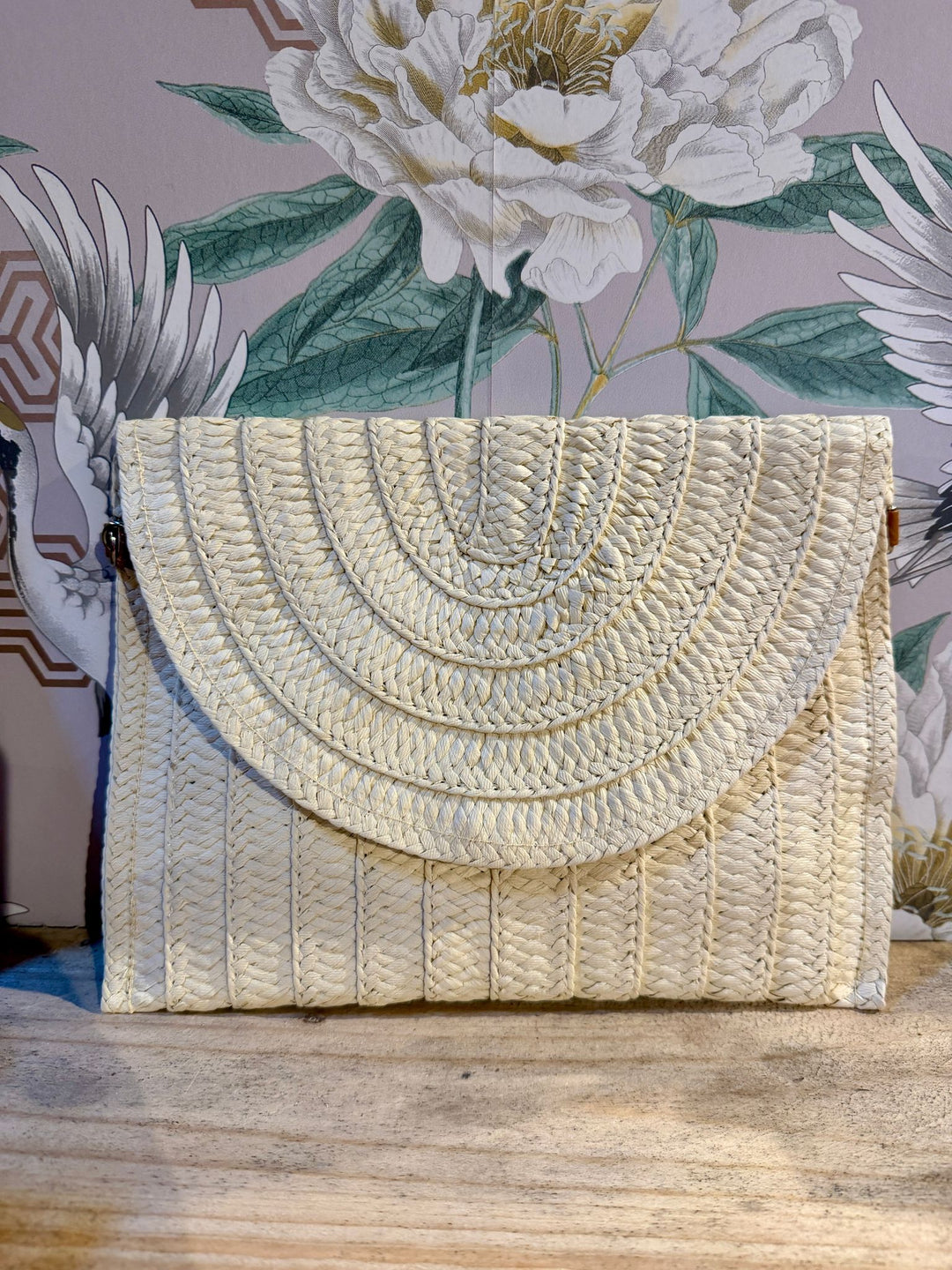 Straw Clutch, Cream