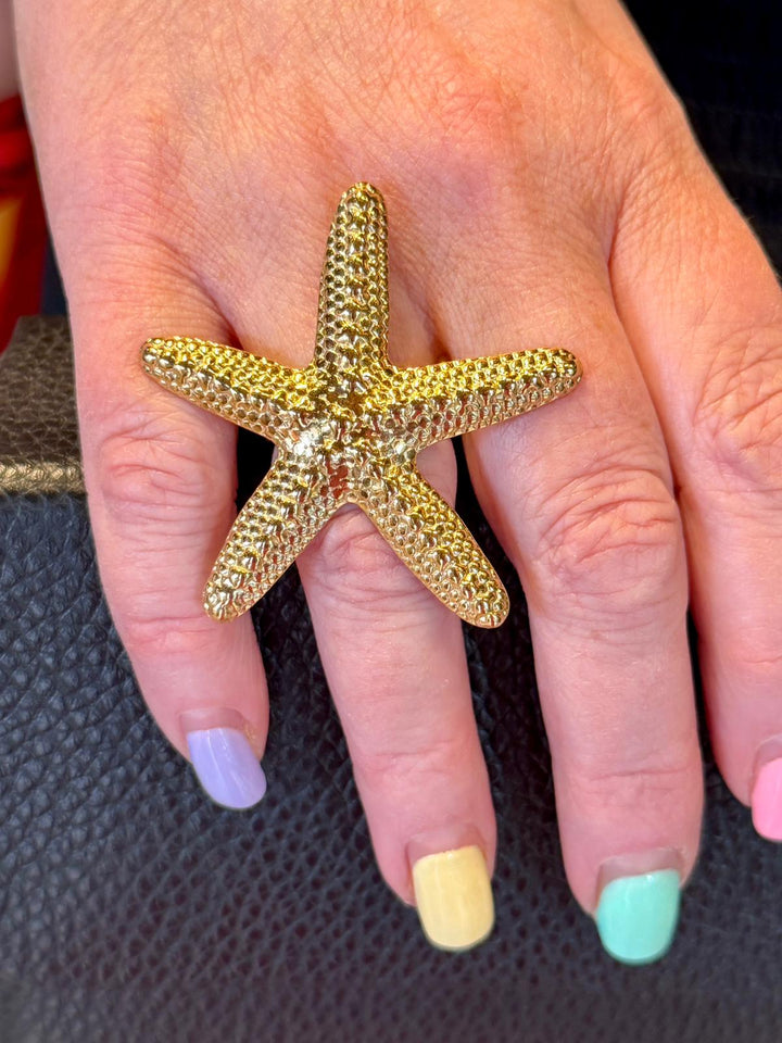 Stainless Steel Gold Starfish Ring