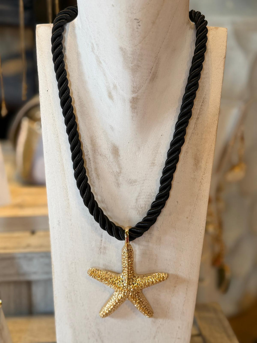 Black Rope Starfish Necklace