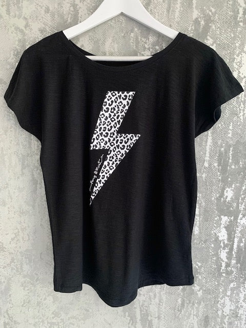 Black & White Lightning Slub T-Shirt