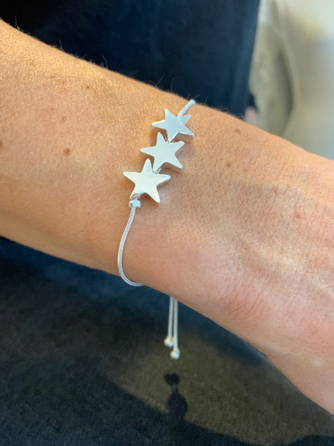Triple Star Friendship Bracelet, Silver