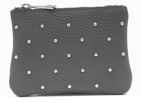 Real Leather Coin Purse, Grey