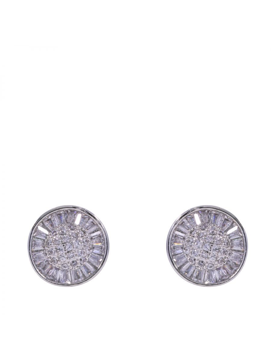 White Gold Plated Cubic Zirconia Round Stud Earrings