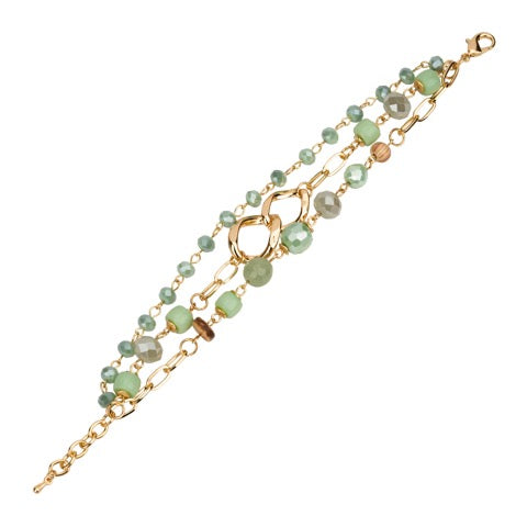 Gold and Green Semi Precious Stone Bracelet