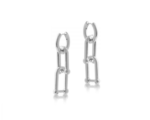 Silver Hoop Chain Earrings