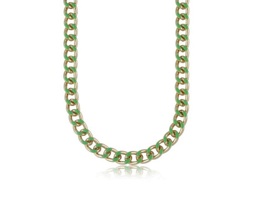 22ct Gold Plated Green Curb Necklace