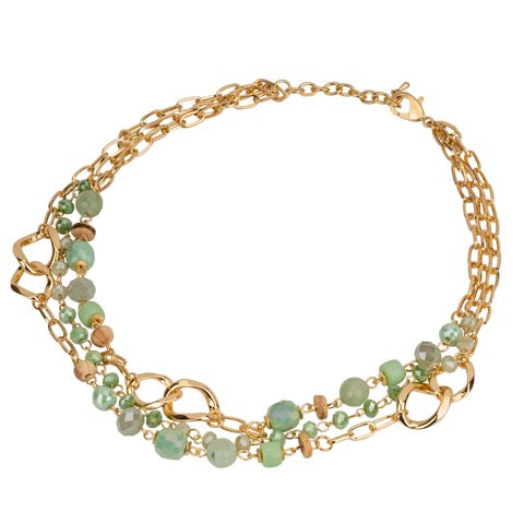 Gold and Green Semi Precious Stone Necklace