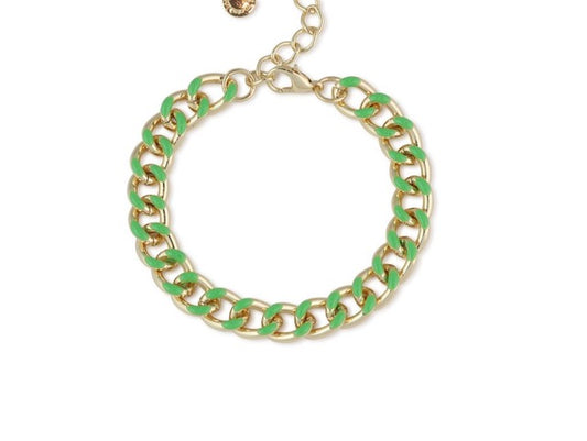 22ct Gold Plated Green Curb Bracelet